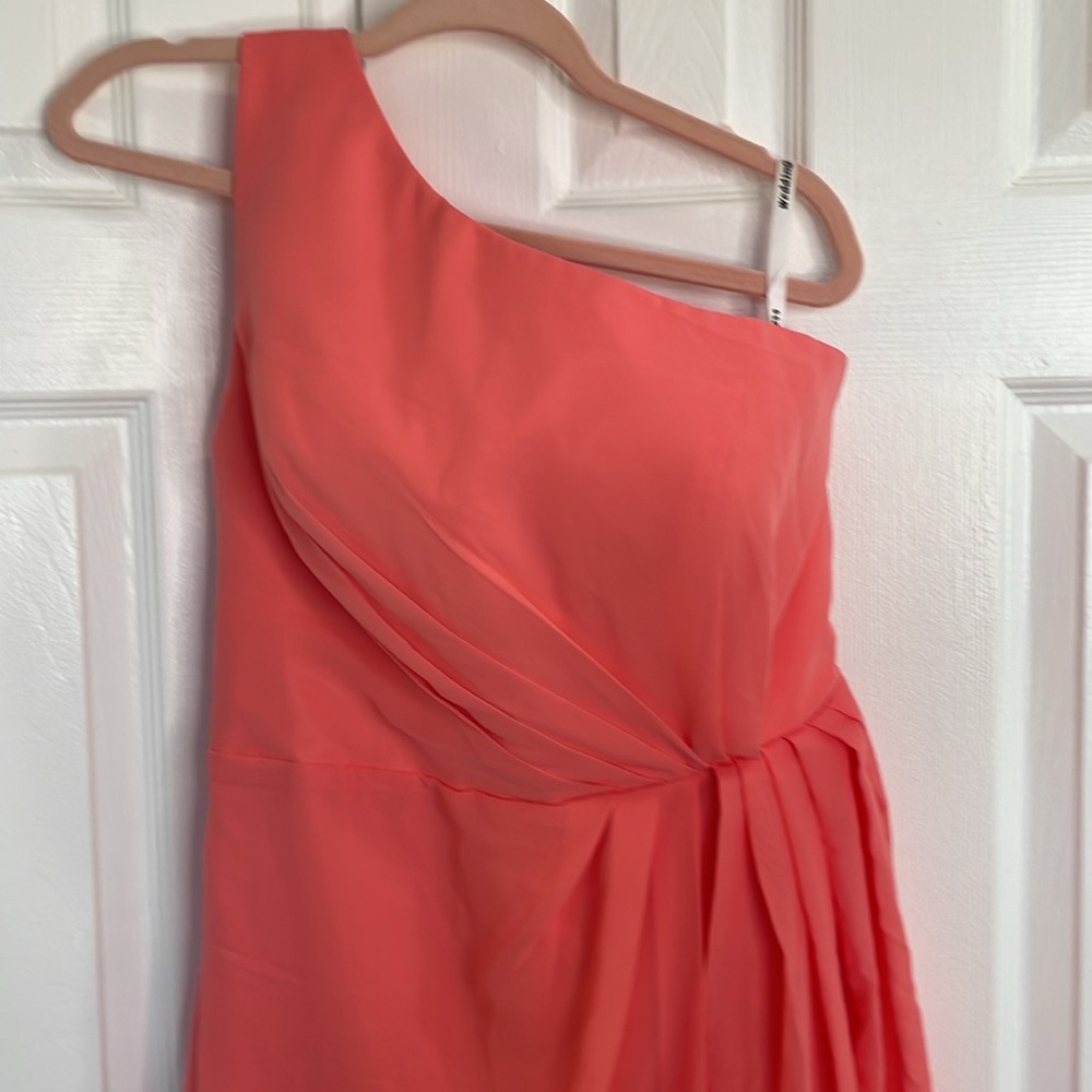HY ONE SHOULDER CORSET STYLE FORMAL WEDDING GUEST PROM GOWN DRESS CORAL SIZE 12